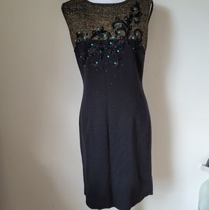 Hartley's Vintage 100% Wool Cap Sleeve Sheath Dress with Embroidery and …